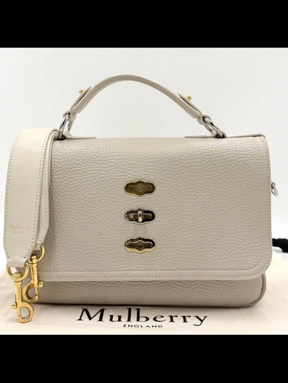 Mulberry Small Neutral Pebble Leather Satchel with Gold Hardware